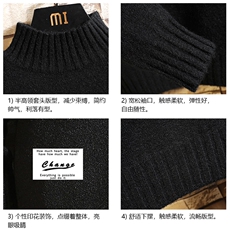 M18062-P45加绒款-P65半高领毛衣男士大码针织衫男毛线衣男线衫，男装针织衫/毛衣，电商A040A