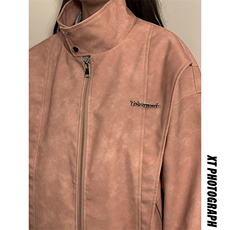 1中性做旧面料字母刺绣皮衣女金属装饰夹克外套男JK77861P95控158，女装短外套，星座226-2