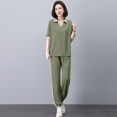 夏装搭配一整套运动短袖套装女2025新款年轻妈妈装时尚穿搭两件套，女装套装/套裙，忆绮罗