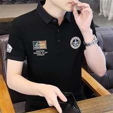 84050-P40夏季新款徽章翻领刺绣polo衫短袖男商务休闲运动轻奢潮，男装T恤，电商D310B