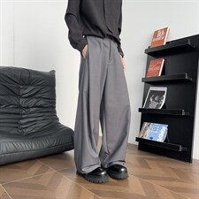 春秋美式高街休闲裤男女垂感阔腿西裤长裤纯色西装裤宽松直筒裤子，男装西服套装，电商A443