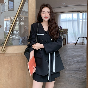 气质法式飘带西装外套女2025年春季新款高级感显瘦职业风图片