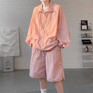 8XL-M 特大码冰丝防晒服短裤套装男户外防晒衣运动外套潮TZ102P65图片