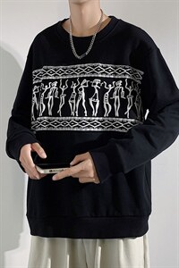 ！秋季上衣男圆领卫衣男装港风长袖t恤男外套男W101-P33图片