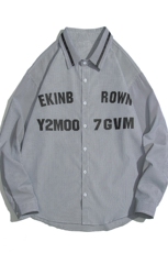 1白底条纹七分袖衬衫男大码M-5XL港风情侣长袖衬衫QCS7018P45控59，男装衬衫，星座226-2