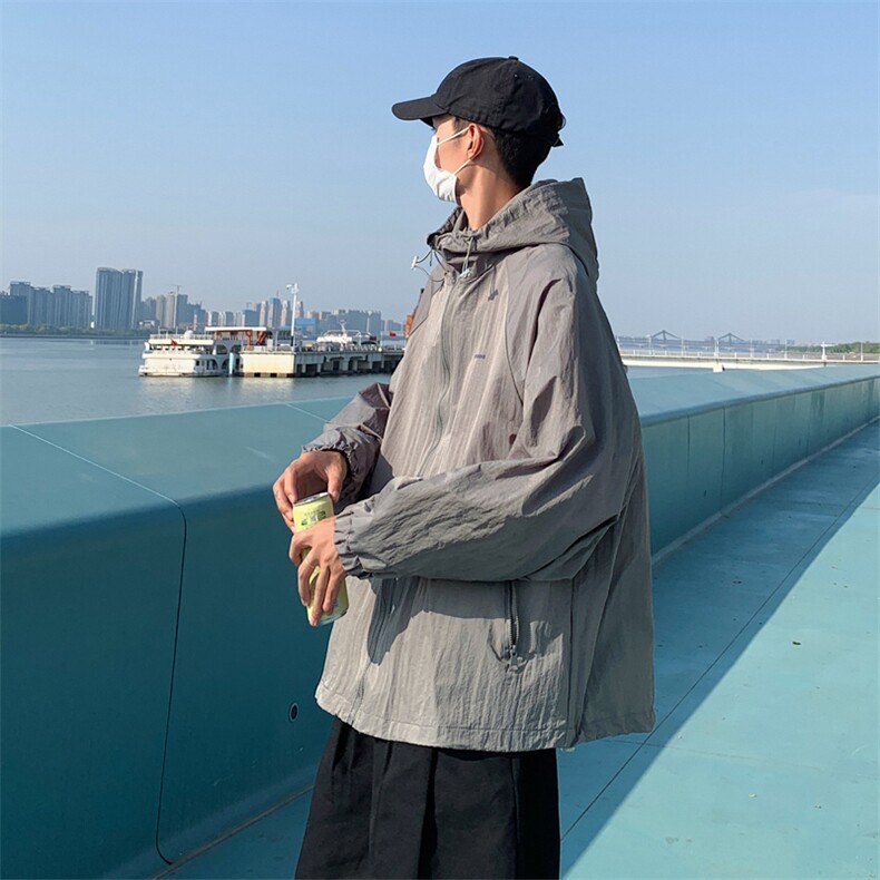 Wt055-P38港风潮流遮阳透气大码纯色防晒服,男装夹克,星座1501-1