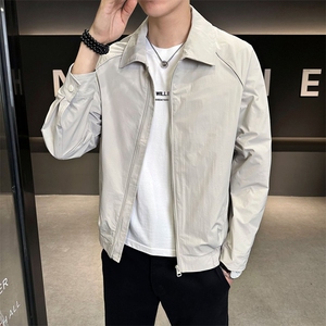 新款开衫 翻领 纯色精品 夹克外套男图片