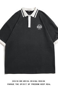 白底 23夏季潮流设计感拼接撞色情侣短袖T恤POLO衫 PL281 P45控68图片