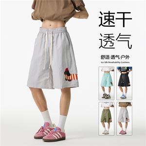 美式休闲五分裤男夏季宽松直筒复古裤子潮牌痞帅阔腿篮球运动短裤图片