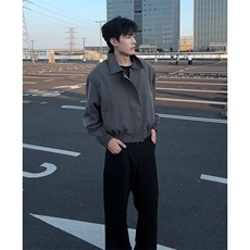 HJ97-P66灰色正肩短款外套男春秋款美式复古垫肩西装高级感，男装西服套装，电商B323A