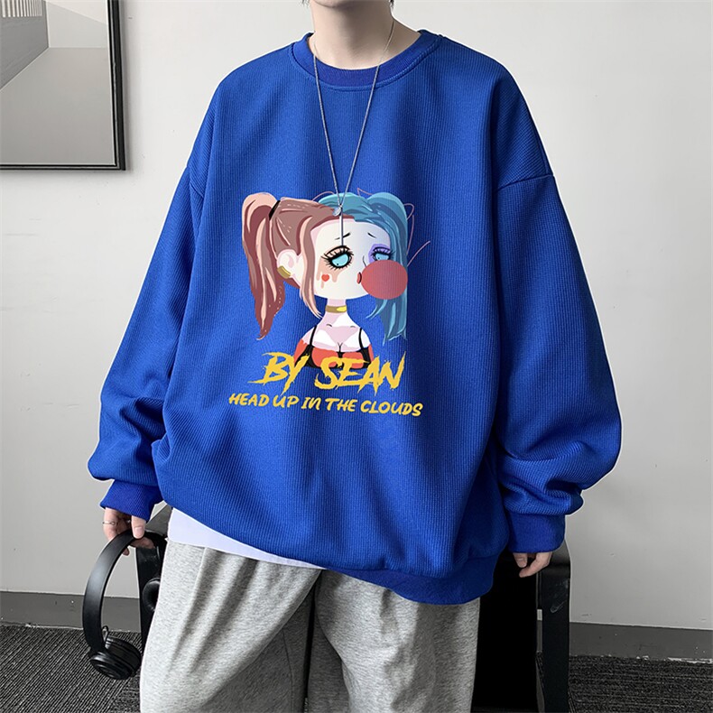 华夫格卫衣圆领卫衣男大码长袖t恤男外套HW76298-P30,男装卫衣,电商A040