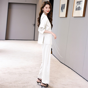 高级感职业套装女2024年夏季新款时尚气质女神范西装阔腿裤两件套图片
