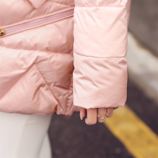 2020年冬季时尚长袖棉衣/棉服甜美口袋修身中长款，女装棉衣/棉服，尚娜萱