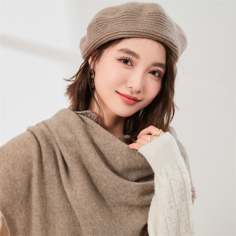 秋冬季新款优雅百搭羊绒贝雷帽简约时尚保暖女帽,饰品帽子,润匹羊绒