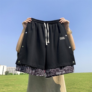 250g重磅刺绣排扣假两件短裤大码休闲五分裤 FSDK05 P38严控58图片