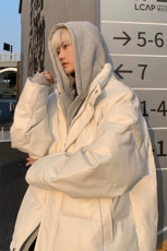8XL-M高品质！！特大码羽绒服假两件皮棉袄连帽羽绒服YRFC02P190，男装羽绒服，电商D206-1