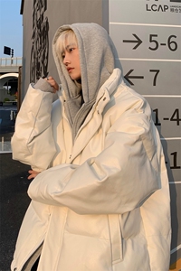 8XL-M 高品质！！特大码羽绒服假两件皮棉袄连帽羽绒服YRFC02P190图片