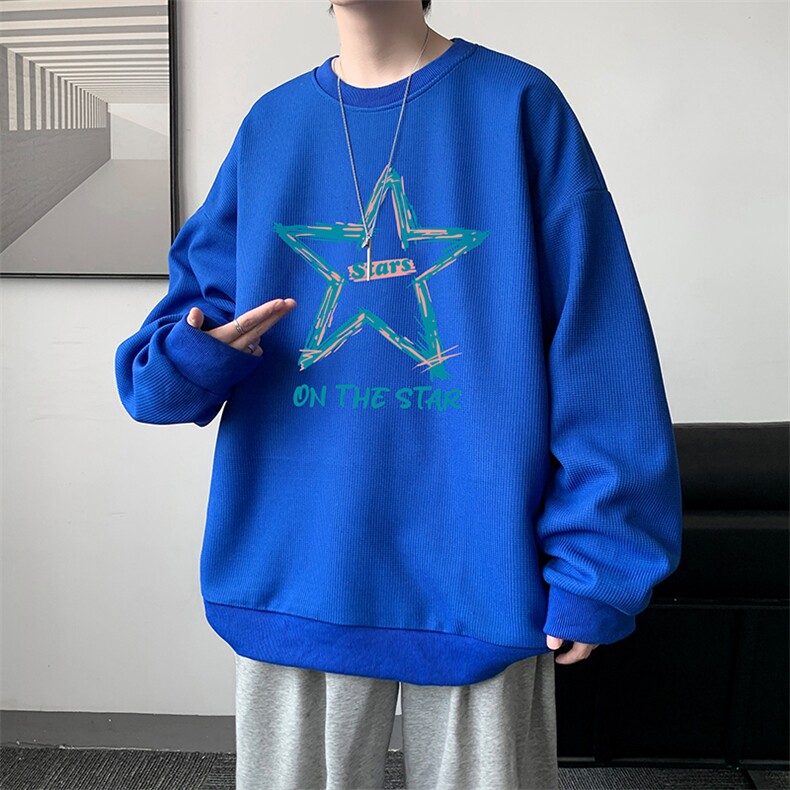华夫格卫衣圆领卫衣男大码长袖t恤男外套HW76340-P30,男装卫衣,电商A040
