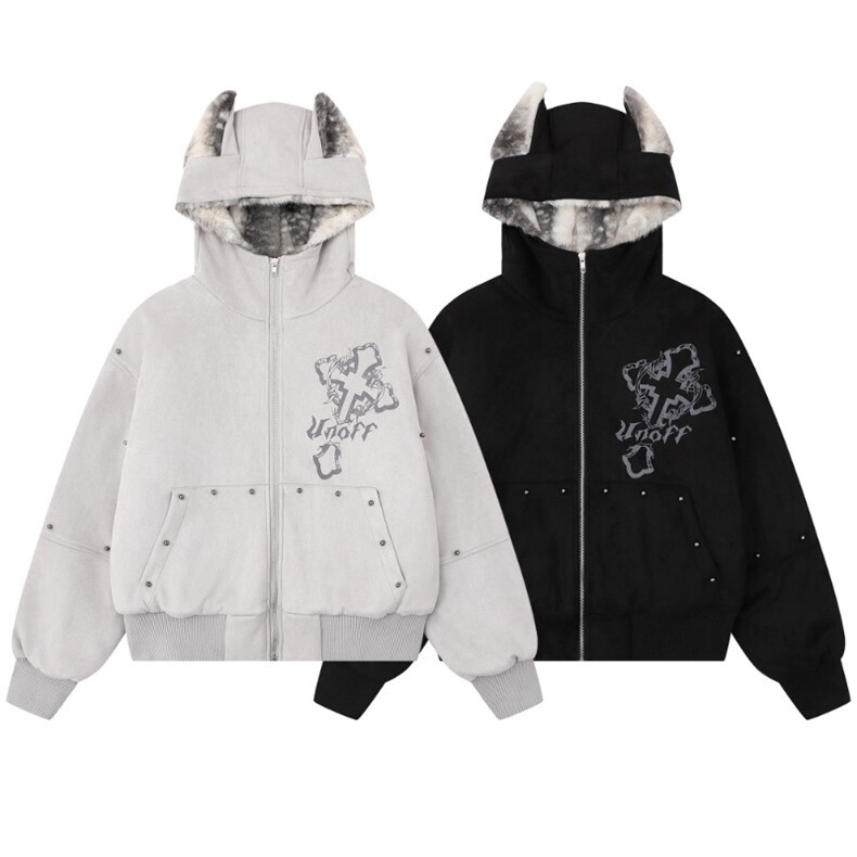 钉珠十字架恶魔角麂皮绒棉衣外套MY589特P116，男装棉衣，星座908-1