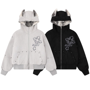 钉珠十字架恶魔角麂皮绒棉衣外套 MY589 特P116，男装棉衣，星座908-1