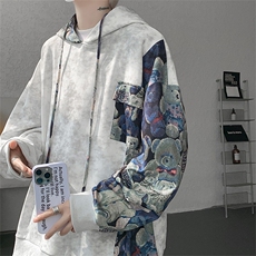 WY10148-特批47控88长袖连帽小众拼接撞色宽松大码卫衣男秋季，男装卫衣，电商A059