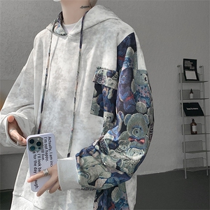 WY10148-特批47 控88 长袖连帽小众拼接撞色宽松大码卫衣男秋季图片