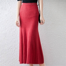 气质时尚羊毛半身裙女中长款裙休闲百搭纯色通勤A字针织显瘦伞裙，女装半身裙，暖绒情旗舰店