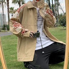 腰果花拼接牛仔外套春秋韩版潮流工装夹克潮牌复古衣服W1587-P59，男装夹克，星座512-2