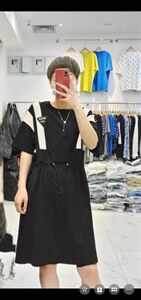 【现货】新款夏季韩版气质针织拼色连衣裙图片