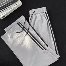 美式复古抽绳可束脚高腰窄版经典三条杠宽松运动休闲裤A617P40，男装休闲裤，星座506B
