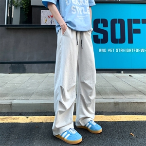 A429-YK1843-特批30  跑量款 肌理感阔腿褶皱伞兵工装休闲裤男图片
