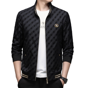 春秋新款男士高立领休闲百搭潮流花夹克上衣长袖防风外套图片