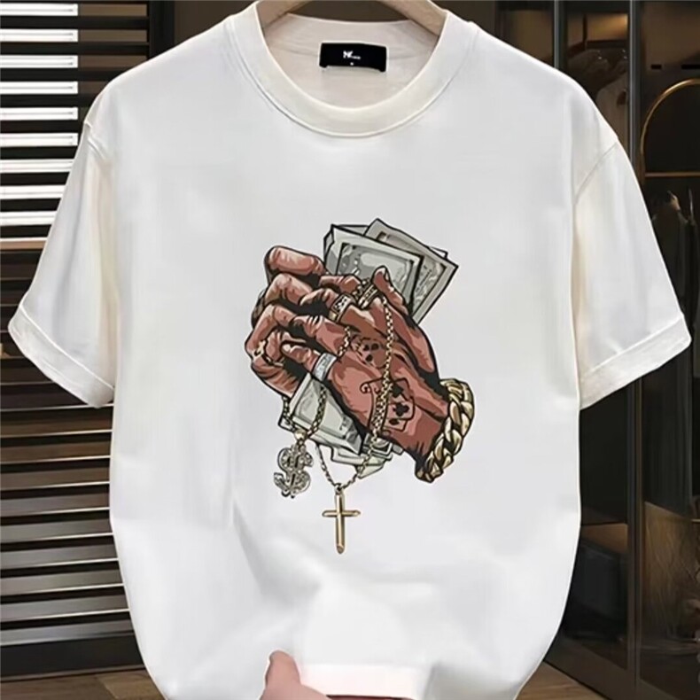 新款精梳棉短袖t恤男潮牌夏季圆领上衣服潮流男装短袖印花潮流,男装T恤,星座1013