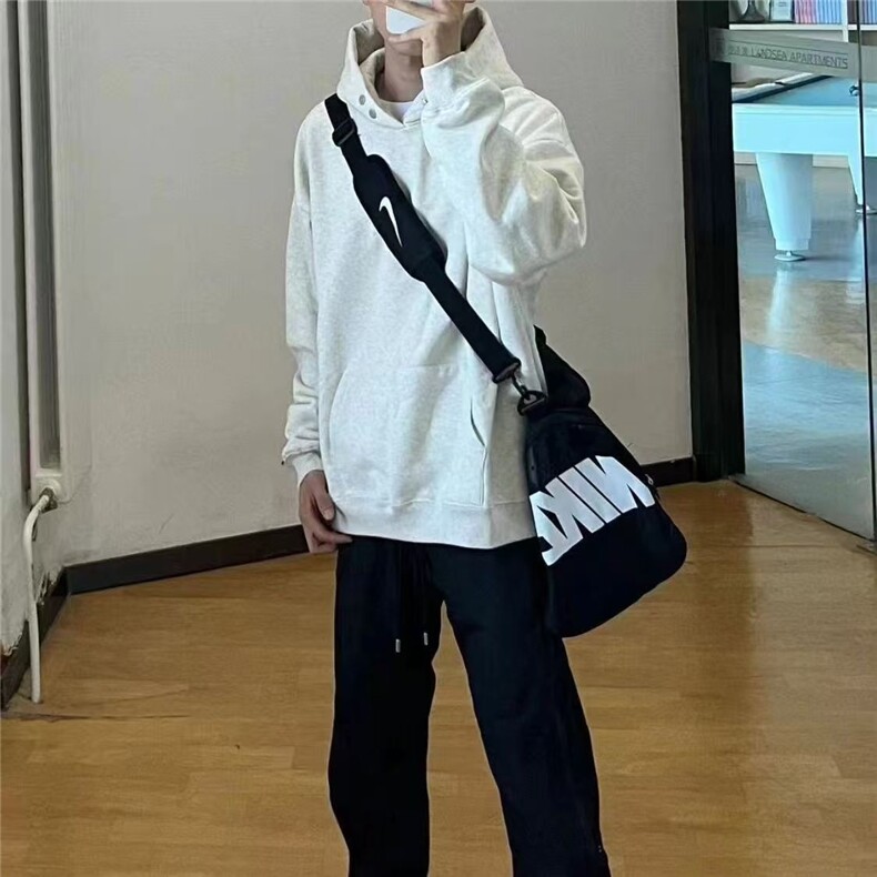 秋季慵懒风男女连帽卫衣重磅高级双扣百搭纯色套头上衣WY1152-P42,男装卫衣,星座208-5