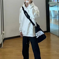 秋季慵懒风男女连帽卫衣重磅高级双扣百搭纯色套头上衣WY1152-P42，男装卫衣，星座208-5