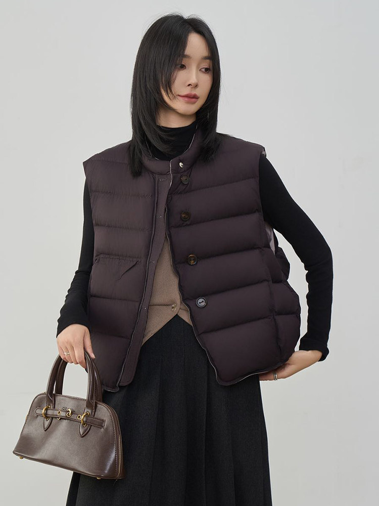现货2025年新款冬季90白鸭绒马甲,女装马甲,阳光伊恋