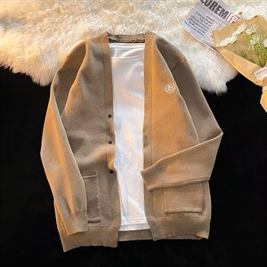 ins针织衫外套男女潮牌复古港风休闲百搭开衫毛衣上衣服M9320-P45,紫色毛衣怎么搭配大衣图片