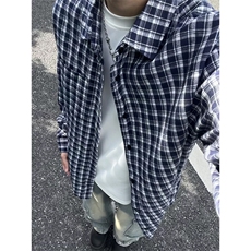 格子纹高级感复古衬衫秋季设计感休闲长袖衬衫C2267-特价P32，男装衬衫，电商A007