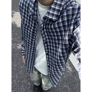 格子纹高级感复古衬衫秋季设计感休闲长袖衬衫C2267-特价P32图片