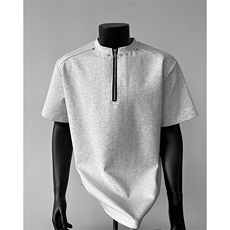 夏季新款港风日系复古半拉链亨利领短袖T恤男XZ213-TX11-P35控58，男装T恤，星座213