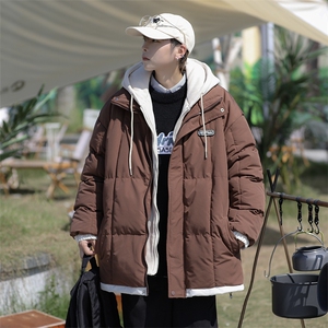 冬季情侣外套假两件棉服棉袄2023新款加厚学生面包棉衣W6207-P90图片