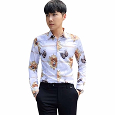 秋冬潮流个性花衬衫男长袖韩版休闲印花衬衣A470-CS101，男装衬衫，电商A207