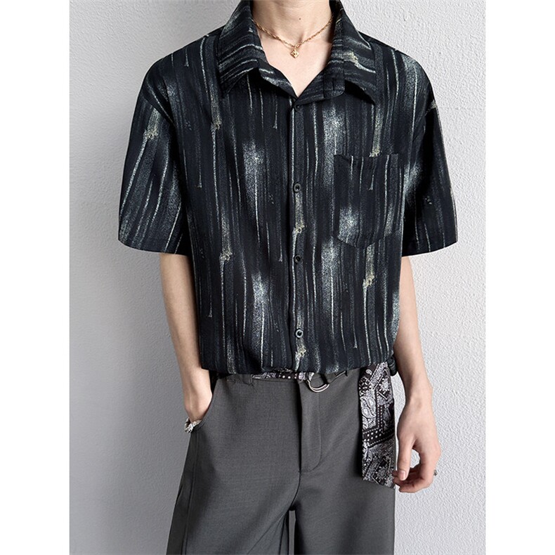 2026夏季新款美式扎染冰丝短袖衬衫男CD6426-特P28建议零售价68,男装T恤,电商A001-1