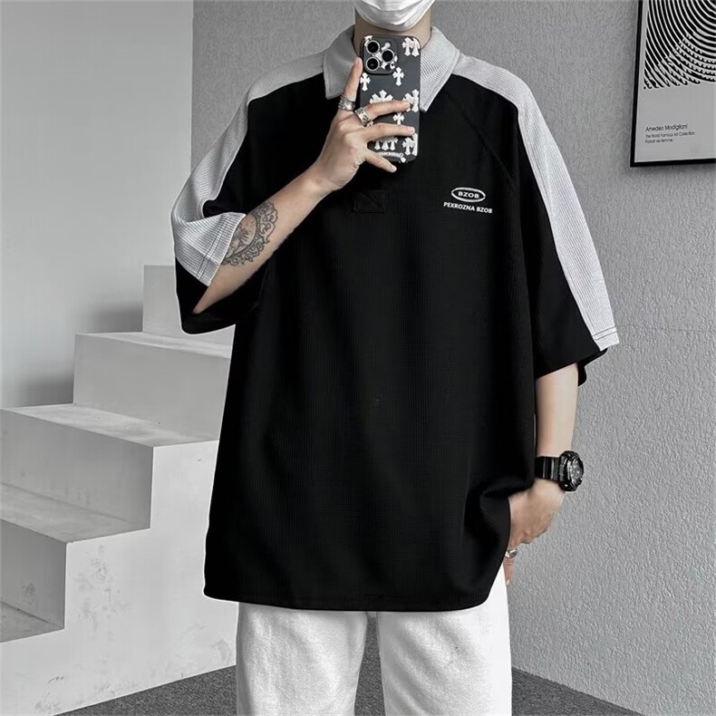 港风潮华夫格polo衫男 AT81 P30图片