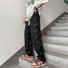 夏季新款男冷淡风男裤高级vibe潮裤子宽松阔腿拖地裤K768-P30，男装休闲裤，星座512-2