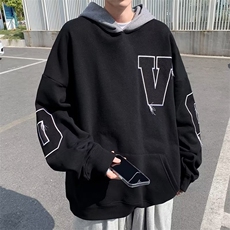 美式街头撞色加绒加厚卫衣男ins潮连帽高街XQ07P40，男装卫衣，星座1116-2
