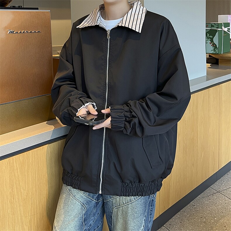 2025秋两面穿条纹外套男大码休闲夹克JK92P65,男装夹克,电商C323