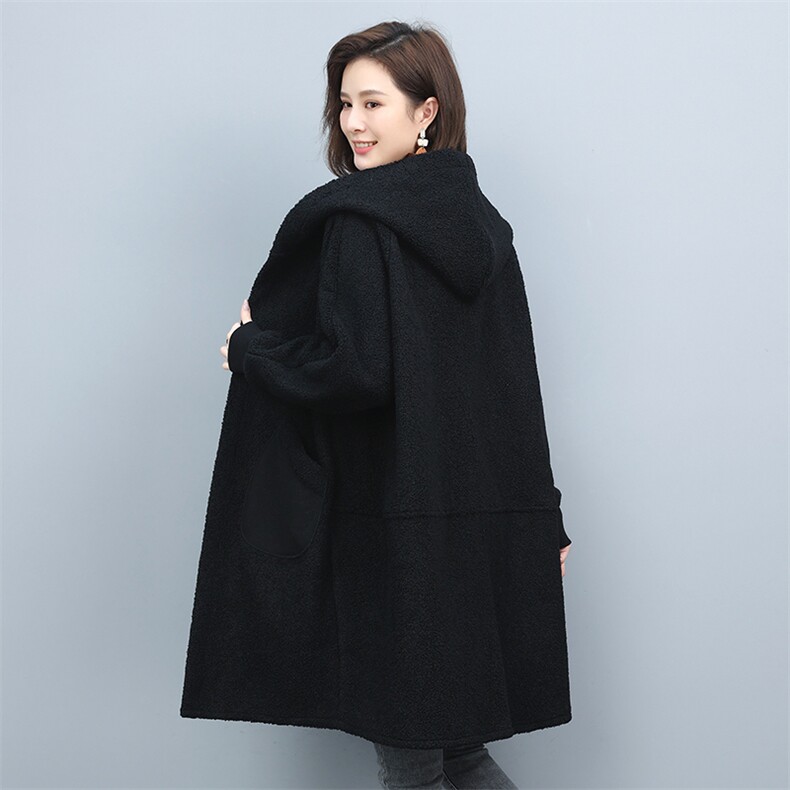 2022冬季新款女装时尚休闲保暖宽松舒适中长款亮面颗粒绒女,女装羊羔毛/颗粒绒,叶笙衣