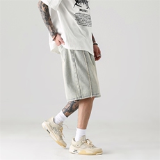 B258-K1005-P45控58牛仔短裤面料成分70%棉30%聚酯纤维，男装牛仔裤，电商B258