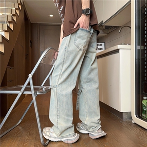 美式绑带工装牛仔裤男 M-4XL 直播平直 P65控88图片